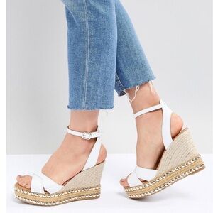Kurt Geiger Amelia white wedge sandals studded Sz 40.5 US9.5/10